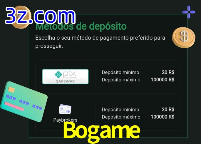 O cassino Bogame oferece uma grande variedade de métodos de pagamento